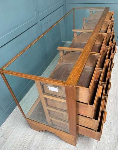 16 Drawer Haberdashery Oak Shop Display Cabinet Counter