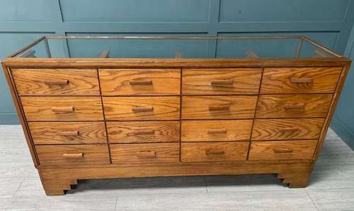 16 Drawer Haberdashery Oak Shop Display Cabinet Counter