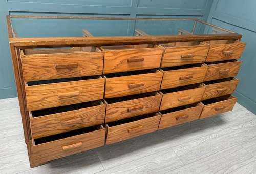 16 Drawer Haberdashery Oak Shop Display Cabinet Counter
