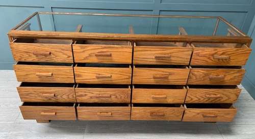 16 Drawer Haberdashery Oak Shop Display Cabinet Counter