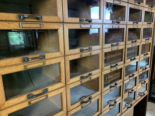 Oak Haberdashery Drawers Shop Display Cabinet