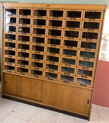 Oak Haberdashery Drawers Shop Display Cabinet