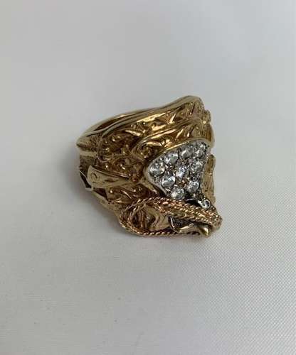 9ct Gold Vintage Mans Horse Saddle Ring with Lasso