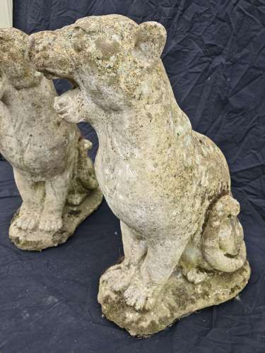 Pair Vintage Panther Garden Statues