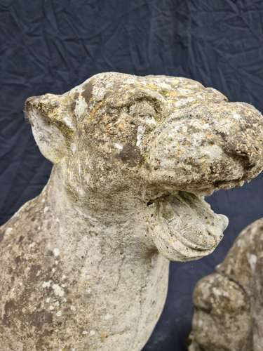 Pair Vintage Panther Garden Statues