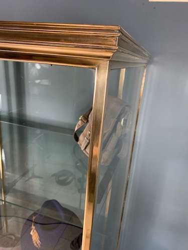French Siegel Shop Display Cabinet Walnut & Brass Frame