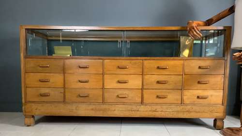 Haberdashery Oak Shop Display Counter Cabinet