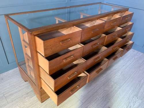 Antique 16 drawer Oak Haberdashery Drawer Counter