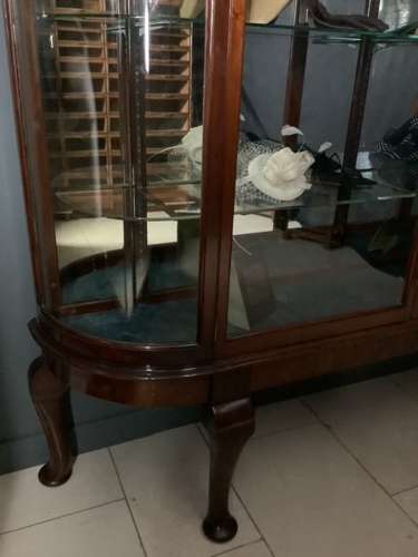 Victorian Mahogany Bow Ended Shop Display Cabinet