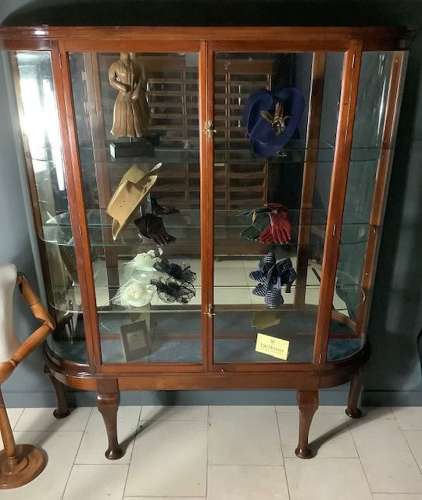Victorian Mahogany Bow Ended Shop Display Cabinet