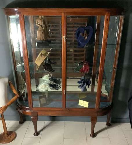 Victorian Mahogany Bow Ended Shop Display Cabinet