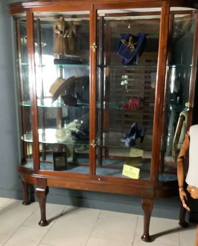 Victorian Mahogany Bow Ended Shop Display Cabinet