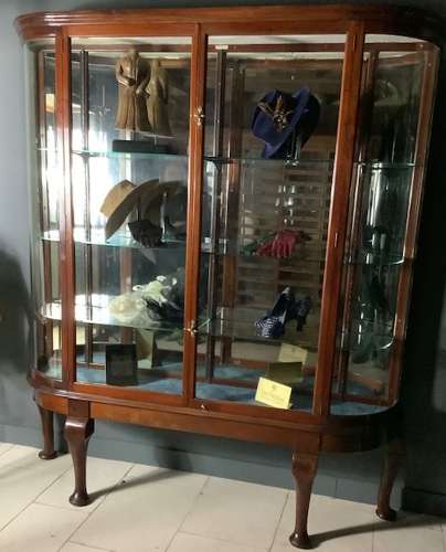 Victorian Mahogany Bow Ended Shop Display Cabinet