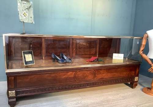 French Siegel Shop Display Cabinet Counter Mahogany & Brass Frame