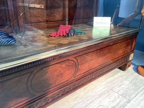 French Siegel Shop Display Cabinet Counter Mahogany & Brass Frame
