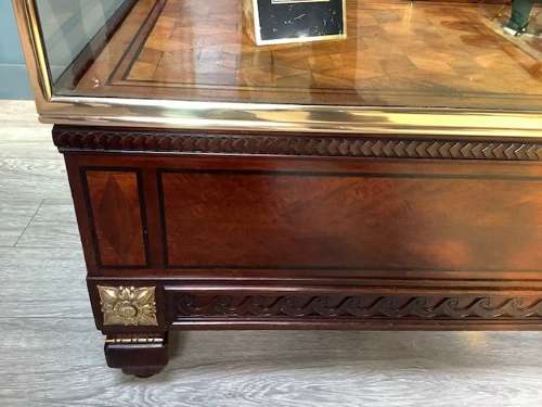 French Siegel Shop Display Cabinet Counter Mahogany & Brass Frame