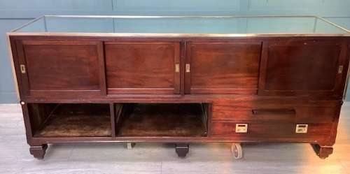 French Siegel Shop Display Cabinet Counter Mahogany & Brass Frame