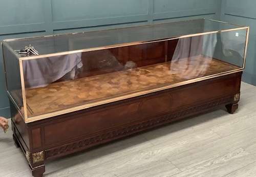 French Siegel Shop Display Cabinet Counter Mahogany & Brass Frame