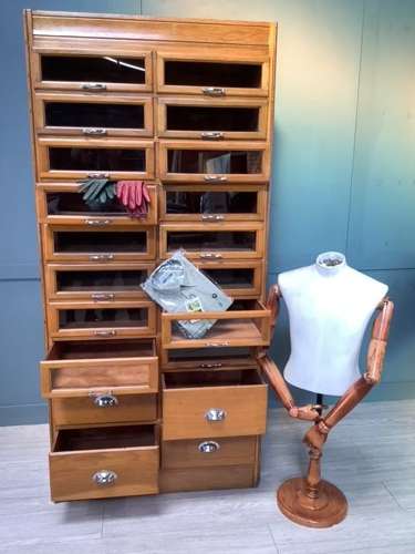 Antique Oak Shop Haberdashery Cabinet 20 Drawer