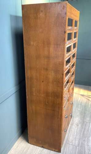 Antique Oak Shop Haberdashery Cabinet 20 Drawer