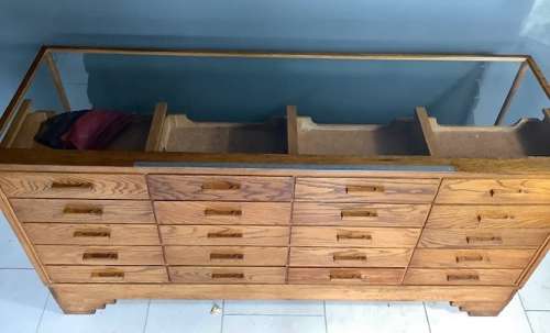 Haberdashery Shop Oak Display Cabinet Counter