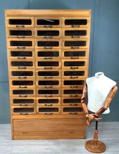 Oak Shop Haberdashery Drawer Cabinet with Tambour
