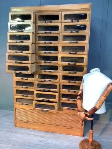 Oak Shop Haberdashery Drawer Cabinet with Tambour