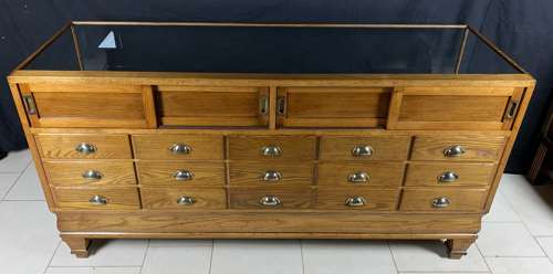 Oak Haberdashery Shop Display Cabinet Drawers