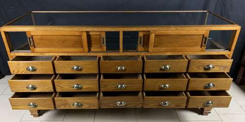 Oak Haberdashery Shop Display Cabinet Drawers