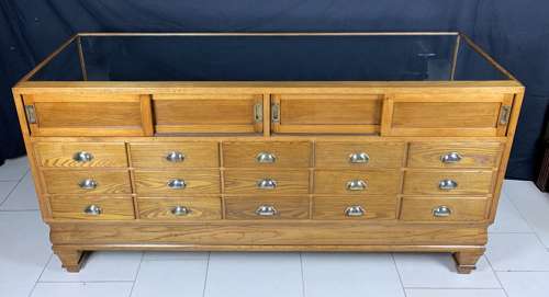 Oak Haberdashery Shop Display Cabinet Drawers