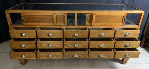 Oak Haberdashery Shop Display Cabinet Drawers