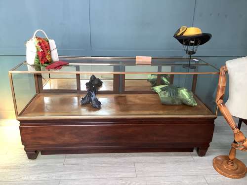 Antique Mahogany & Brass Frame Shop Display Counter