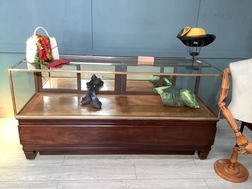 Antique Mahogany & Brass Frame Shop Display Counter