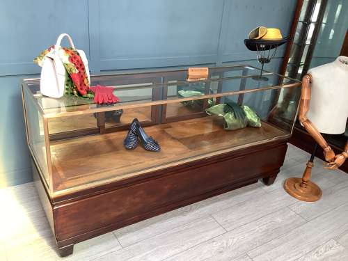 Antique Mahogany & Brass Frame Shop Display Counter
