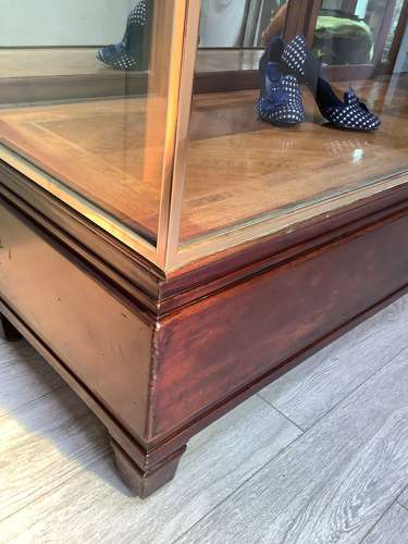 Antique Mahogany & Brass Frame Shop Display Counter
