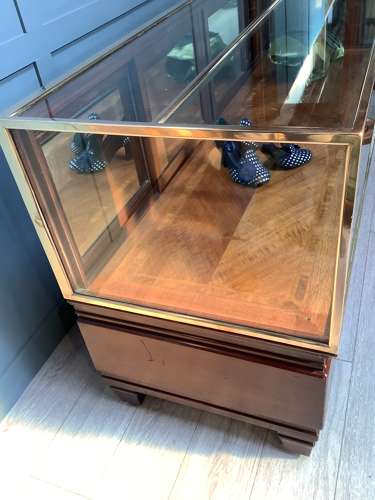Antique Mahogany & Brass Frame Shop Display Counter