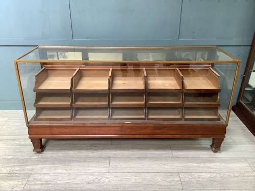 Antique Mahogany & Oak Shop Haberdashery Display Cabinet