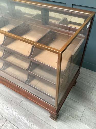 Antique Mahogany & Oak Shop Haberdashery Display Cabinet