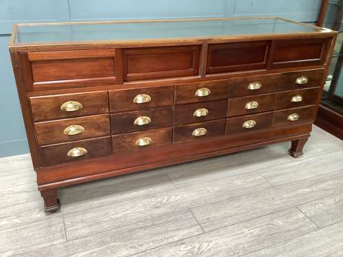 Antique Mahogany & Oak Shop Haberdashery Display Cabinet