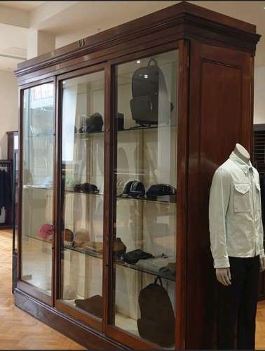 Pair Mahogany Victorian Shop Museum Display Cabinets