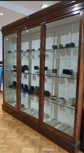 Pair Mahogany Victorian Shop Museum Display Cabinets