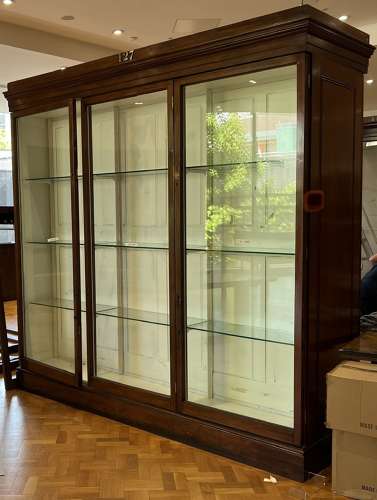 Pair Mahogany Victorian Shop Museum Display Cabinets