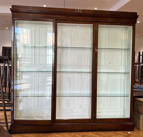 Pair Mahogany Victorian Shop Museum Display Cabinets