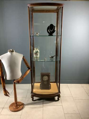 Bow Fronted Victorian Shop Museum Display Cabinet