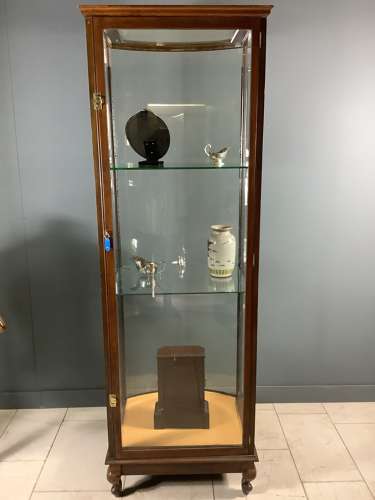 Bow Fronted Victorian Shop Museum Display Cabinet