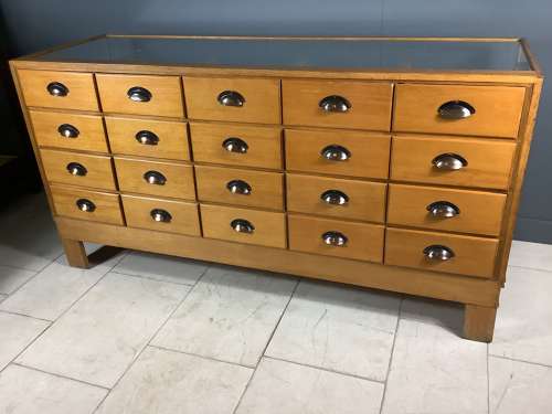 Oak 20 Drawer Haberdashery Counter Cabinet
