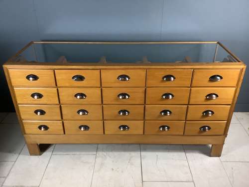 Oak 20 Drawer Haberdashery Counter Cabinet