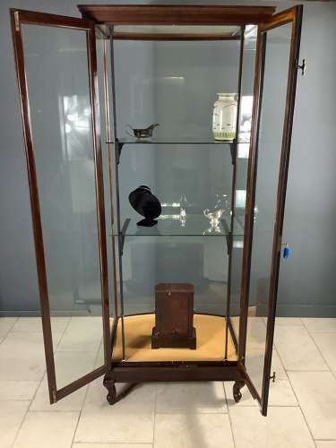 Victorian Mahogany Bow Fronted Shop Glass Display Cabinet