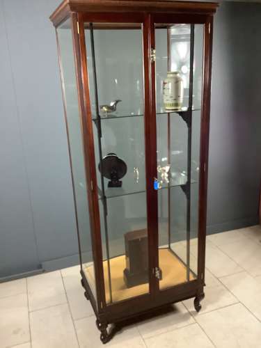 Victorian Mahogany Bow Fronted Shop Glass Display Cabinet