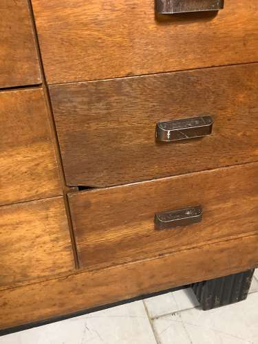 20 Drawer Oak Shop Haberdashery Counter Cabinet 1930s